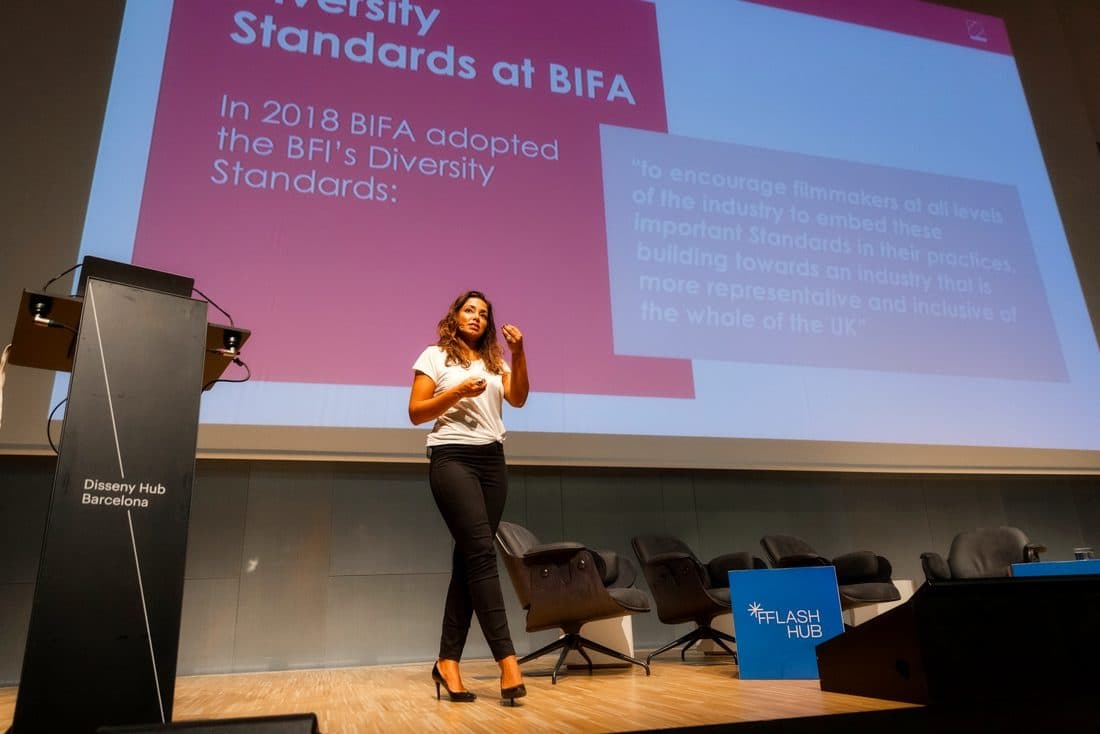 Sam on stage at Disseny Hub Barcelona